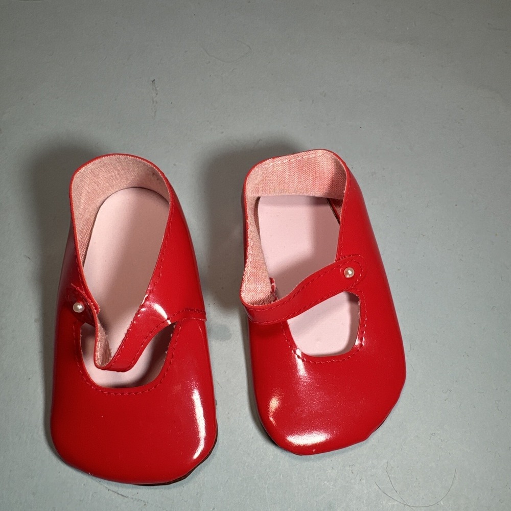 Reed Patton Red Patent Leather Doll Shoes Side Button Mary Jane 4.5x2.5